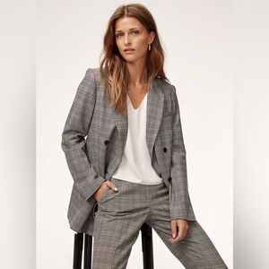 Babaton Samuel blazer- grey plaid houndstooth oversized blazer size 14